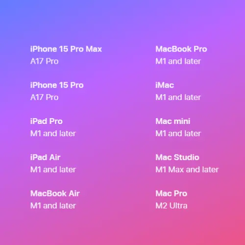 Apple Intelligence is compatible with these devices.